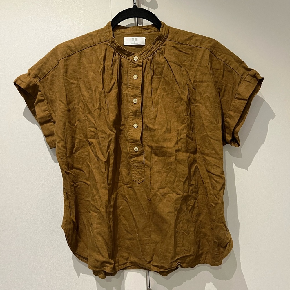 Muji mustard linen top